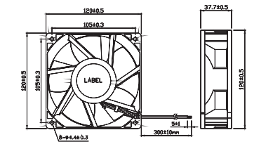 Ventilateur axial 12V 24V 120x120x38mm à grande vitesse de C.C 12038 5 lames 0