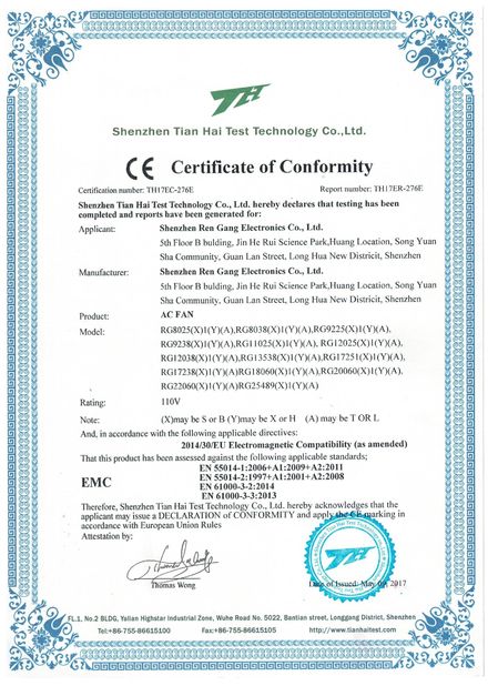 Chine Shenzhen Rengang Electronics Co., Ltd. certifications